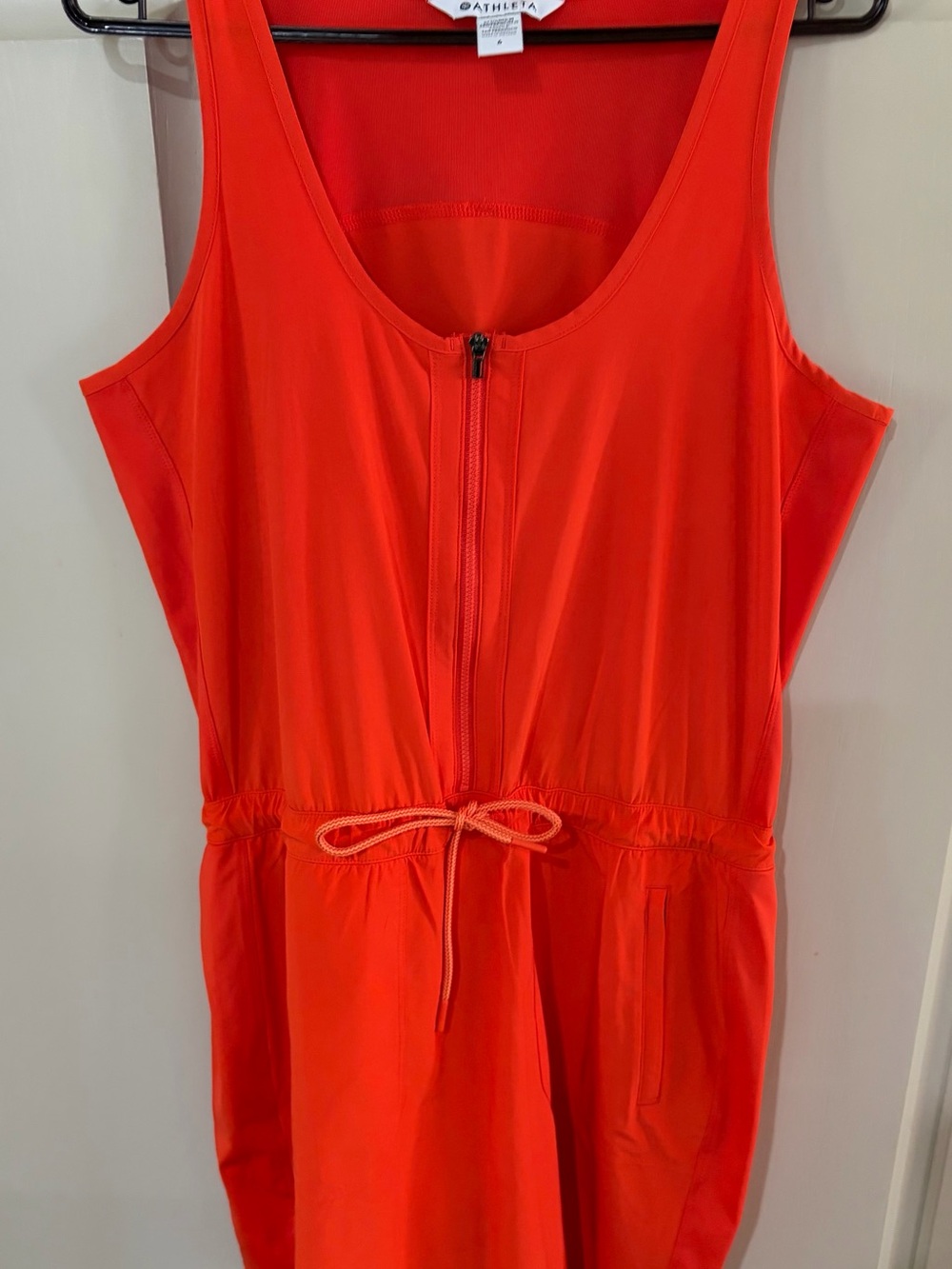 Athleta Women's Sleeveless Zip Dress in Vivid Orange-Red